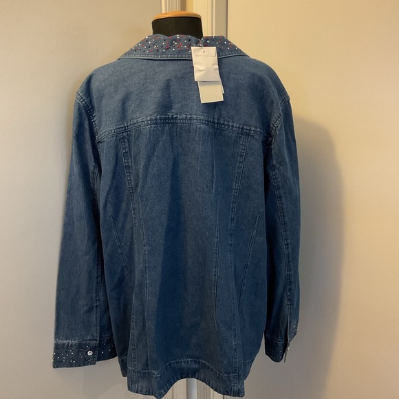 2. NWT Liz & Me Signature Beaded Red, Black N Silver Jean Jacket Size 2X - Picture 8 of 11